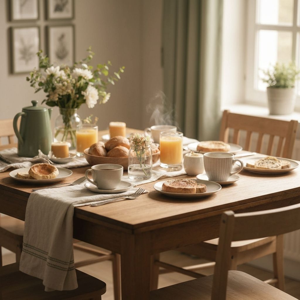 Mesa de cozinha com ambiente acolhedor